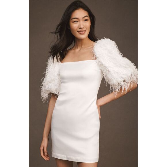 BHLDN Dresses & Skirts - Anthropologie NWT BHLDN Nellie Ivory Square Neck Mini Dress XL Removable Sleeves